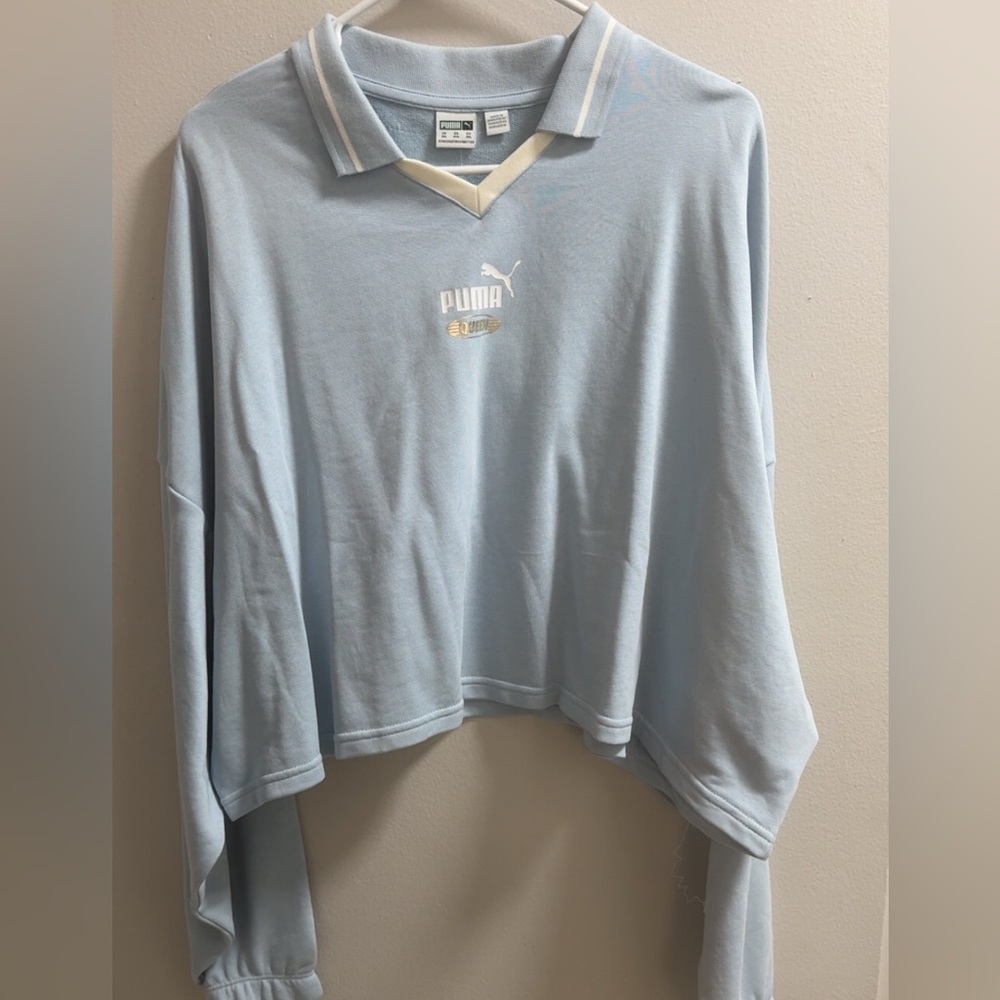 Puma Sky Blue Cropped Long Sleeve Shirt